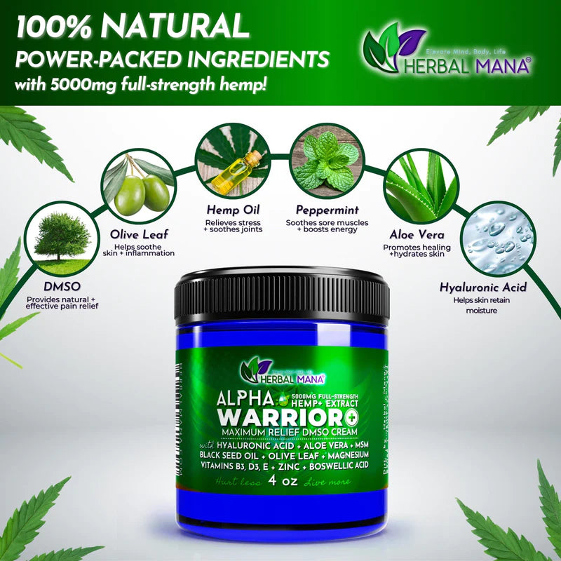 Alpha Warrior+ Cream: Intense Pain Relief with Hemp Oil & Essential Oils