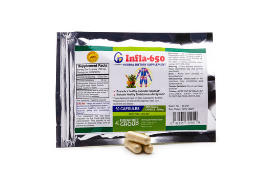 Infla-650 All-Natural Herbal Blend : Joint Pain Relief, Muscle Support, Anti-Inflammation, Ayurvedic Formula